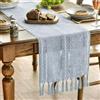 Artoid Mode - Runner da tavola in stile Boho, azzurro polveroso, in stile rustico, con nappe, decorazione per la tavola, lavabile, per feste, compleanni, San Valentino, matrimoni, 33x143 cm