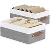 YheenLf 2 Pezzi Scatole Portaoggetti Armadio, 47×28×20cm, Grigio/Bianco
