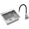 VBChome Lavello da Incasso 50x45 cm in Acciaio Inox Spazzolato - Lavandino da Cucina con Foro per Rubinetto, Rubinetto Flessibile Incluso, Vasca Grande con Sifone