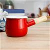 Jmahm - Pentolino antiaderente per latte, smaltato, con manico in legno, teiera, per caffè, uova
