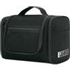 WANDF Grande borsa da toilette appendere, borsa da viaggio per cosmetici trousse viaggio accessori viaggio resistente all'acqua per uomo donne(Denim Nero)
