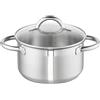Schulte-Ufer Casseruola Loop, 20 cm, ca. 3,5 l, con coperchio in vetro, acciaio 18/10, colore: Argento