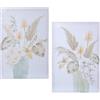 DRW Set di 2 quadri di tela rettangolari dipinti a mano il 40% con fiori assortiti e multipli, 60 x 40 x 3 cm