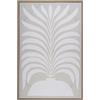 DRW Quadro tela con cornice in legno naturale con una pianta toni bianco e grigiastro 92.6x62.6x4.3 cm