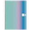 Miquelrius - Quaderno A4, Copertina in polipropilene, Taccuino A4, 120 fogli microperforati, Quaderno a righe con 4 colori per organizzare, Carta opaca 70 g/m², 4 fori per archiviazione, Santorini