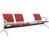 FBasic Panca 4 posti acciaio 240x71x78H argento per sala d'attesa | a disposizione da montare: 4 sedute + Tavolino | Con cuscino per sedile e schienale ROSSO | Panchina con braccioli