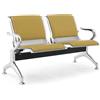 FBasic Panca 2 posti acciaio 125x71x78H argento per sala d'attesa | Con cuscino per sedile e schienale SENAPE | Panchina con braccioli