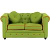 Totò Piccinni Divano Poltrona CHESTER design vintage retrò classico trapuntato piedini in legno (2 Posti, 3D Verde)