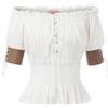 AYAZER Camicia vittoriana Steampunk da Donna Mezza Manica Boho con Spalle Scoperte e Cravatta in Vita Camicia Estiva-Avorio-S