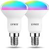 LVWIT Lampadina Smart E14 Wifi, Lampadine Alexa Riflettore, 4.9W = 40W, 470Lm, Lampadine Smart con Telecomando Compatibile con Alexa, Echo, Google Assistant, 16 Milioni di Colori RGBWW, 2 Pcs