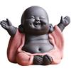 Qikuver Buddha Maitreya che ride, Statua di Buddha in ceramica Ornamento Scultura da tè Piccolo monaco Decor Set da tè per Home Office Decorazioni per auto Regalo Artigianato e arte (arancia)