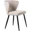 DRW Set di 2 sedie in Poliestere e Metallo in Nero e Beige 56x57x77 cm, Multicolore, estandar