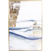 DRW Quadro tela con cornice dorata paesaggio onde astratte nei toni blu e oro 122.6x82.6x4.3 cm