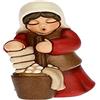 THUN - Statuina Presepe Lavandaia - Decorazioni Natale Casa - Linea Presepe Classico, Variante Rossa - Ceramica - 5,5 x 5,8 x 8 h cm