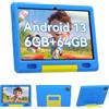 Pazhonz Tablet per bambini Tablet Android 13 da 10,1 pollici 6(2+4) GB RAM 64GB ROM Tablet computer per bambini con custodia protettiva (blue)