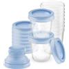 Philips Avent SCF618/10 Set Vasetti per Conservare il Latte Materno e le Pappe, 10 pezzi, 180ml + 2 Adattatori