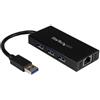 StarTech.com Hub Portatile USB 3.0 con Adattatore NIC Ethernet Gigabit Gbe in alluminio con cavo - UASP ST3300GU3B