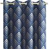 AmeliaHome Piramides - Tenda decorativa con occhielli, 140 x 250 cm, motivo metallizzato, colore: blu scuro