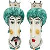 CERAMICHE CALTAGIRONE Coppia Teste di Moro Ceramica Siciliana Caltagirone Verde cm 35