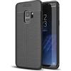 Cadorabo Custodia compatibile con Samsung Galaxy S9 in Nero Profondo - Custodia protettiva in silicone TPU con applicazione di finta pelle nobile - Ultra Slim Back Cover Case