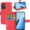 Fertuo Cover per Oppo Find X5 Lite, Custodia Portafoglio Cover a Libro in Pelle Flip Case con Silicone Bumper, Fibbia Magnetica, Porta Carte, Kickstand, per Oppo Find X5 Lite, Rosso