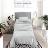 IlGruppone Il Gruppone Passione Casa Set Lenzuola 100% Cotone Di Flanella Completo Letto Made In Italy Anti-Pilling Tinta Unita Lenzuolo Sopra Sotto Federe (Singolo, Grigio Chiaro)