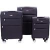 Condotti Cordelia - Set di valigie, 3 pezzi, guscio morbido, leggero, resistente, bagaglio da viaggio, ruote girevoli, manico regolabile, serratura TSA, 55,9 cm, 71,1 cm, 81,3 cm, nero, Nero, Set di