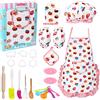Vanmor Grembiule Cucina Bambini 2 3 4 5 6 7 8 Anni, Set Da Cuoco per Bambini Grembiuli Cappello Cuoco Bambino Stampi per Cupcake in Silicone per Regalo per Bambini Compleanno Cucina Giocattolo per Bambini