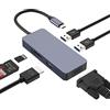 Qhou Adattatore USB C Hub Triple Display 6 in 1 Dual Monitor USB Tipo C Dock (USB3.0, HDMI, VGA, SD/TF) Compatibile con Windows 10,8,7, XP/Mac OS/Linux/Vista