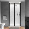 Parama Porta doccia 80 cm profili nero opaco apertura a libro vetro trasparente | Capri