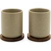 Bredemeijer - Tazza da tè Umea con sottobicchieri in acacia - 200 ml - grigio argilla - s/2