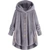 Coo2Sot Giacca in Pile Donna taglie forti in peluche a blocchi di colore, felpa con cappuccio, camicetta ampia, cappotto caldo (C-Grey, XL)