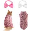 SLEEKEE 1 maglione per animali domestici, 2 mosche per animali domestici, caldo cappotto invernale per animali domestici, maglione dolcevita adatto per gatti e cani (S, rosa)