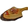 BAKAJI Tagliere Ovale In Legno Corteccia Con Manico 35x14cm Salumi Formaggi Affettati