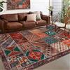 Rug-QJDDUP Tappeti Soggiorno Camera da letto, Tappeto Pelo Corto Salotto, Design Patchwork Stile Vintage, Multicolore Rosso, marrone, verde, rosa, arancione, 200 x 300 cm