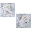 DRW Set di 2 quadri di tela quadrati dipinti a mano il 40% con fiori assortiti e multipli colori 40x40x3 cm