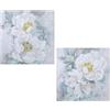DRW Set di 2 quadri di tele quadrate dipinte a mano il 40% con fiori assortiti e multipli colori 80x80x3 cm