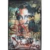 DRW Quadro tela con cornice nera di un volto graffiti toni vari 122.6x82.6x4.3 cm