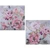 DRW Set di 2 quadri di tela quadrati dipinti a mano il 40% con fiori assortiti e multipli colori 100x100x3 cm