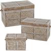 DRW Set di 3 bauli in legno bianco decapato 60 x 40 x 40 cm