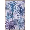 DRW Quadro tela con cornice in legno naturale con vari fiori nei toni blu e rosa 122,6 x 82,6 x 4,3 cm