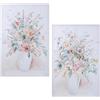 DRW Set di 2 quadri di tela rettangolari dipinti a mano il 40% con fiori assortiti e multipli, 90 x 60 x 3 cm