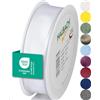 Halbach Seidenbänder Nastro regalo di alta qualità con bordo in filo, larghezza 25 mm, lunghezza 25 m, certificato Öko-Tex 100, prodotto in Germania, colore: bianco