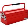 DURHAND Cassetta Porta Attrezzi in Acciaio Pieghevole con 5 Vassoi, Valigetta Porta Attrezzi 51x21x41cm, Rosso|Aosom