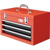 DURHAND Cassetta Porta Attrezzi con 3 Cassetti e Vano Superiore in Acciaio con Maniglia, 45x24x27cm, Rosso|Aosom