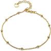 Aka Gioielli® - Cavigliera Donna in Argento 925 Placcata Oro Giallo 18 Kt - Cavigliera Singola Catenina con Sfere - lunghezza regolabile