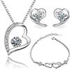 Crystalline Azuria Donna 18ct Placcato Oro Bianco Cuore Parure con Bianco Cristalli di Zirconi Collana con Ciondolo 45 cm Orecchini a Lobo Bracciale