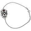 Aka Gioielli - Bracciale Ciondolo Teschio da Donna in Argento 925 Smaltato Nero e Cristalli