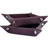 Diko.style® Set 2 Vassoi 18,5 cm Svuotatasche da Ingresso in Pelle PU | Corridoio, Camera Da Letto e Scrivania | Vassoio per Gioielli | Marrone | Vassoio Organizzatore