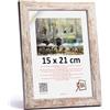 3-B Cornice portafoto HIT - bianco rustico (bianco invecchiato otticamente con venature del legno visibili) - 15 x 21 cm (A5) - Cornice in legno, cornice per foto, cornice per documenti con vetro